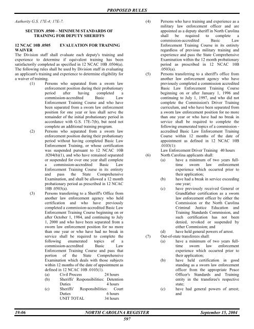 NC Register Volume 19 Issue 06 - Office of Administrative Hearings