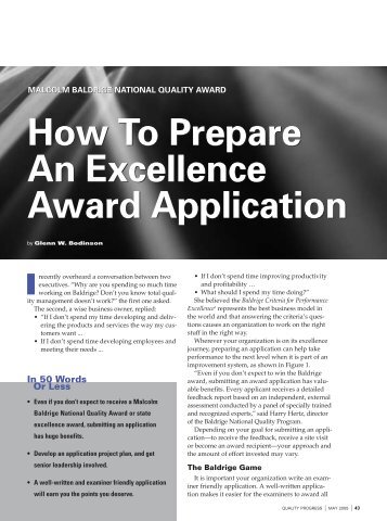 How to Prepare an Excellence Award Application - Tennessee ...