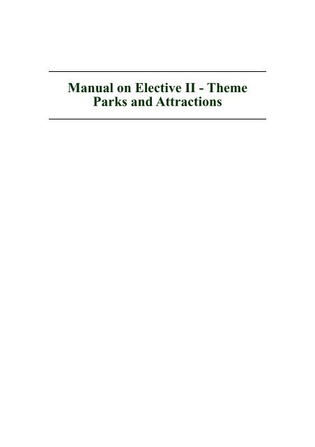 Manual on elective ii - theme parks and attractions