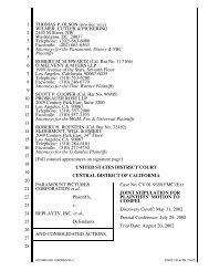 Paramount Pictures Corporation v. ReplayTV, Inc., Joint Stipulation ...