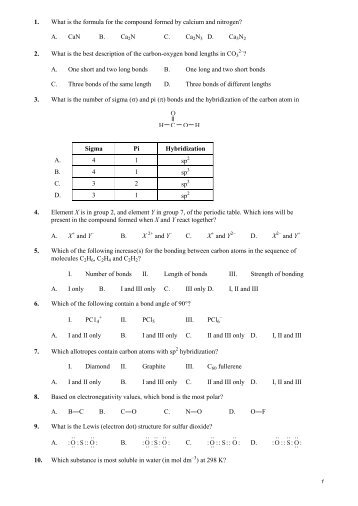 Practise questions on chemical bonding