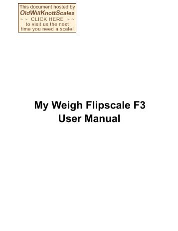 My Weigh Flipscale F3 User Manual - Scale Manuals