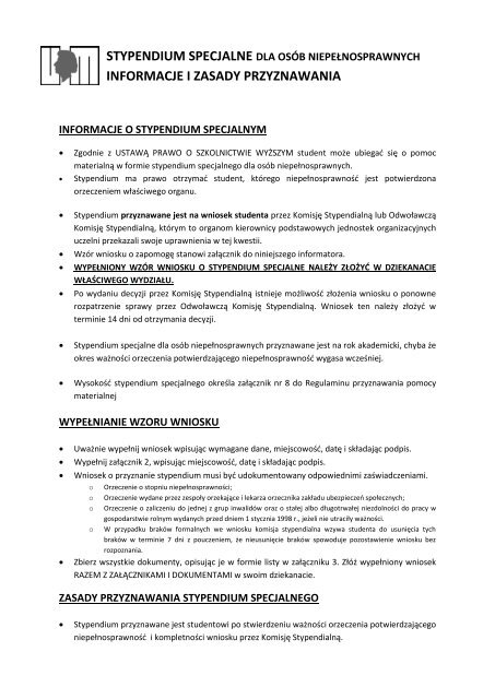 STYPENDIUM SPECJALNE.pdf - Uniwersytet Muzyczny Fryderyka ...