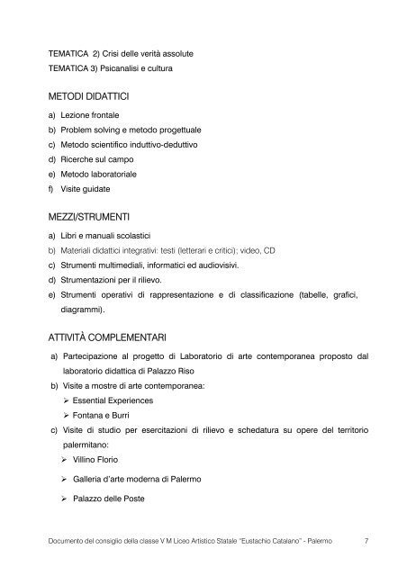 5 "M" - RILIEVO e Catalogazione - Liceo Artistico Statale Catalano