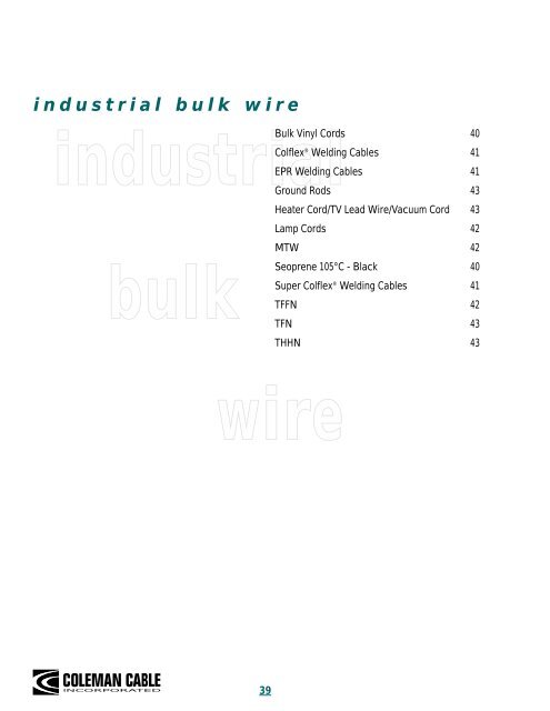 Coleman Cable Catalog - Womack Electric Supply Company