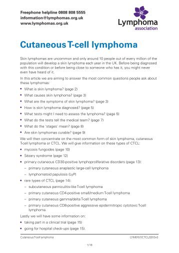 Cutaneous T-cell lymphoma - Lymphoma Association