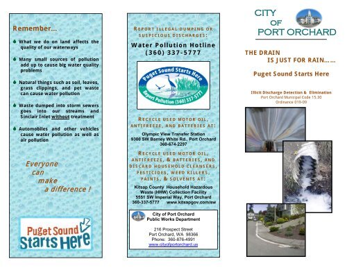 Illicit Discharge Detection & Elimination Brochure - City of Port Orchard