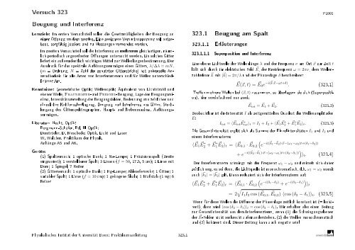 Versuch 323 Beugung Und Interferenz 323 1 Beugung Praktikum