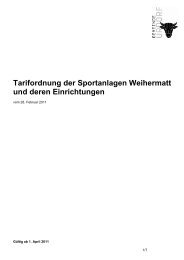 Tarifordnung der Sportanlagen Weihermatt und ... - Gemeinde Urdorf