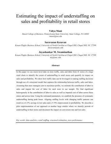 Estimating the impact of understaffing on sales and profitability in ...