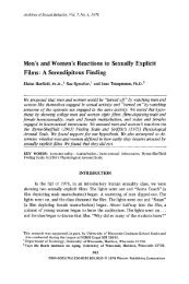 Men's and women's reactions to sexually explicit films - Elaine Hatfield