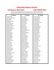 WREDLING MIDDLE SCHOOL 3rdQuarter 2012-2013 A/B HONOR ...