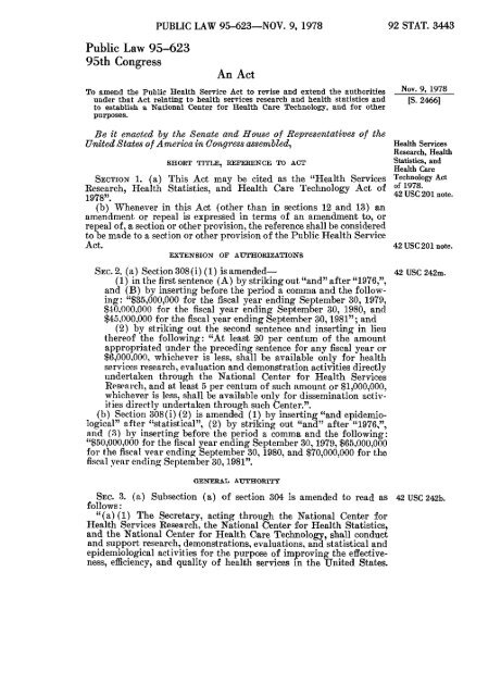 Public Law 95-623 An Act - Office of NIH History - National Institutes ...