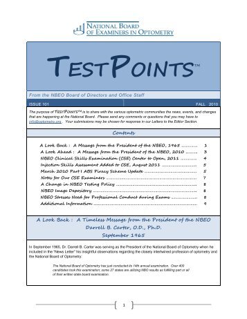 TESTPOINTSTM - National Board of Examiners in Optometry