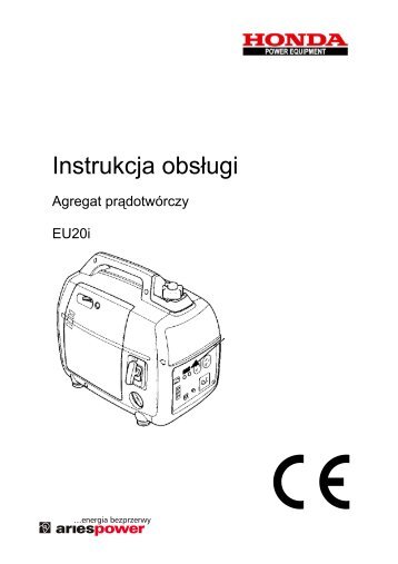Instrukcja obsÃ…Â‚ugi agregatu Honda EU20i - pdf [1.02 MB] - Wobis