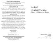 Caltech Chamber Music - Caltech Performing and Visual Arts