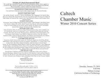 Caltech Chamber Music - Caltech Performing and Visual Arts
