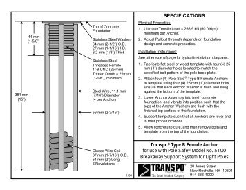 SPECIFICATIONS TranspoÂ® Type B Female Anchor for use with ...