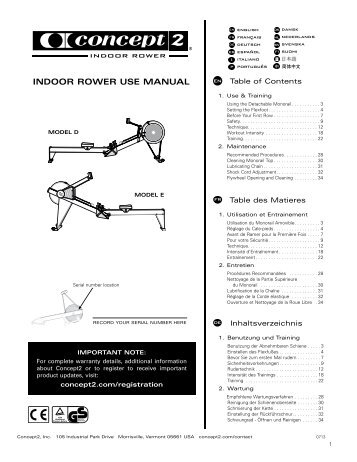 INDOOR ROWER USE MANUAL - Concept2