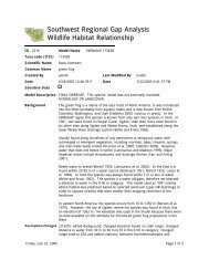 Southwest Regional Gap Analysis Wildlife Habitat Relationship