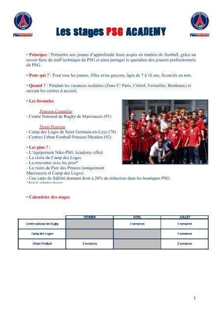 Participez à un stage Paris Saint-Germain Academy !