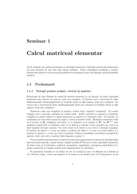 Calcul matriceal elementar