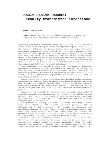 Adult Health Checks: Sexually transmitted infections - CARPA ...