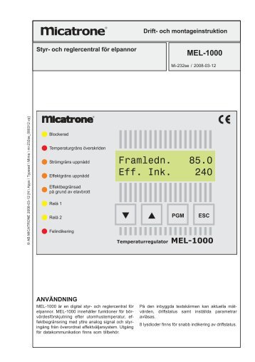 Drift- och montageinstruktion - Micatrone