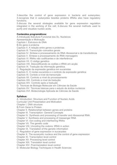 Anexo IX - Unidade Básica III - Biologia Molecular / Molecular Biology