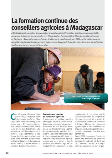 La formation continue des conseillers agricoles Ã  Madagascar
