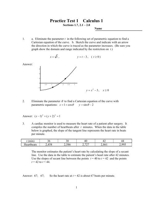 Practice Test 1 Calculus 1