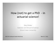 How (not) to get a PhD - in actuarial science! - Department of Statistics
