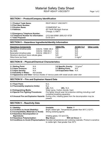 MSDS-RSVP Heavy Body - Cosmedent