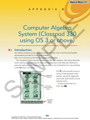 Casio Classpad appendix.pdf - Cambridge University Press