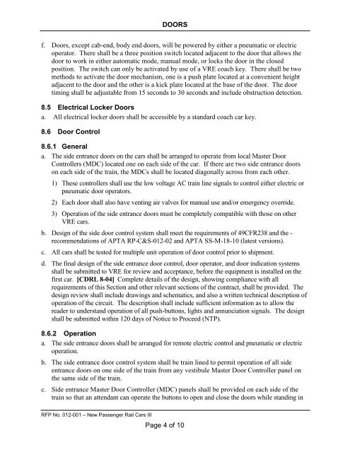 DOORS Page 1 of 10 TECHNICAL SPECIFICATION â SECTION 8 ...