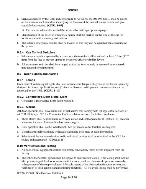 DOORS Page 1 of 10 TECHNICAL SPECIFICATION â SECTION 8 ...