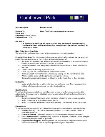 hospital porter resume
