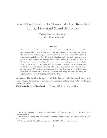 Central Limit Theorems for Classical Likelihood Ratio Tests for High ...