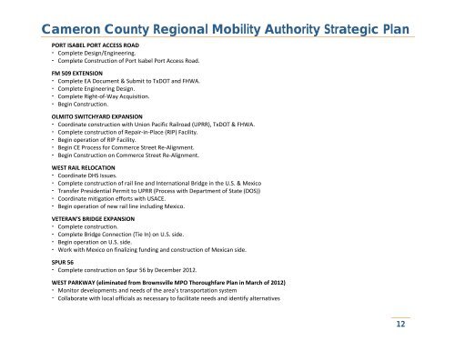 CCRMA Strategic Plan 2012-2016 - Cameron County Regional ...