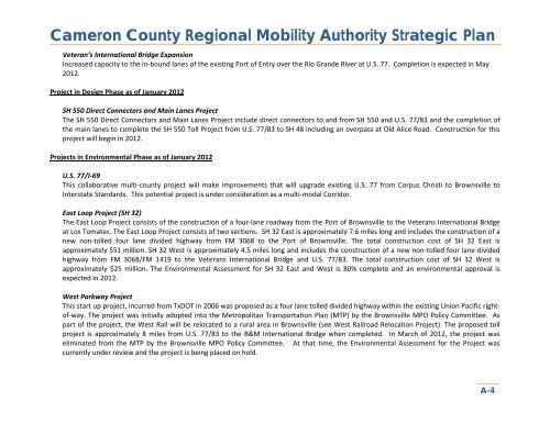 CCRMA Strategic Plan 2012-2016 - Cameron County Regional ...