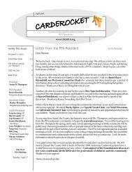 Letter from the PTA President - Carderock Springs PTA