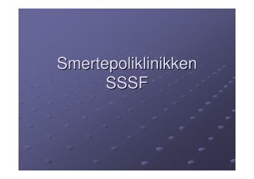 Smertepoliklinikken i Helse FÃ¸rde ved Kjell Brekken