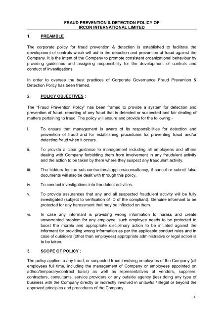 Fraud Protection Statement Example to download Fraud Prevention, Detection, and Control Policy in PDF ...