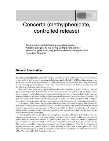 Concerta (methylphenidate, controlled release)