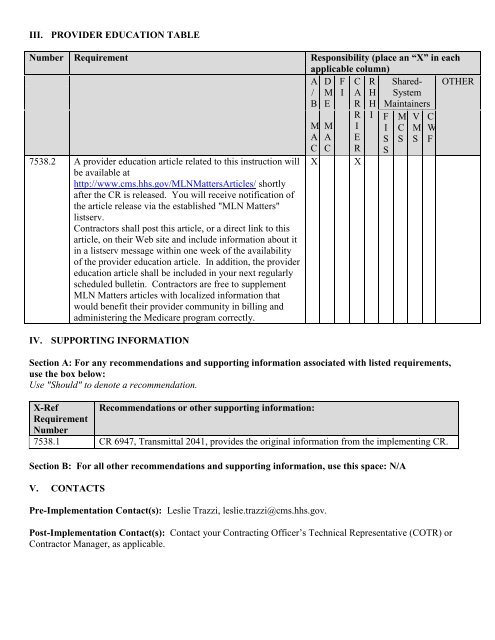 Clarification to Chapter 26, Section 10.4 - Items 14 - CodeMap