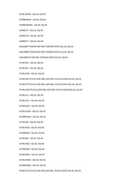 True USB GQ Universal Programmer Supported Device List(Re. 6.10)