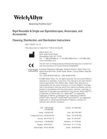 Cleaning, Disinfection, and Sterilization Instructions - Welch Allyn