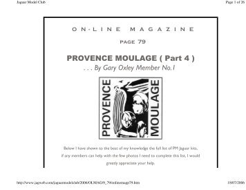 PROVENCE MOULAGE ( Part 4 ) . . . By Gary Oxley ... - JagWeb
