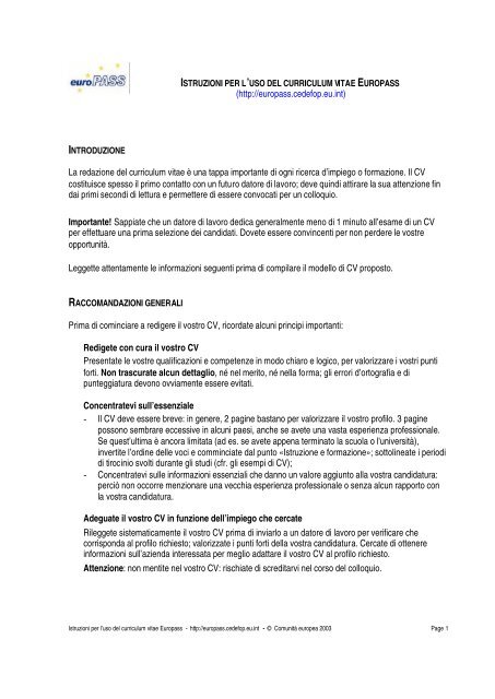 Amministratore Di Basi Dati Europass