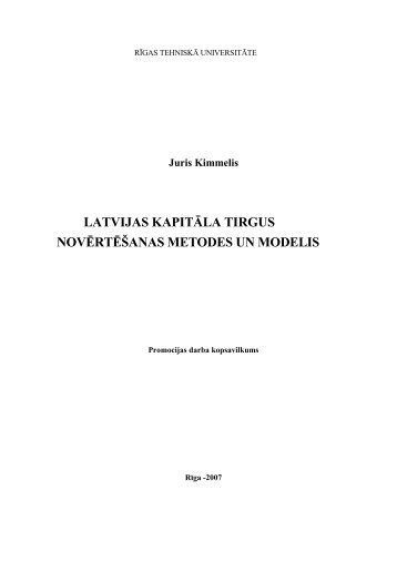 latvijas kapitāla tirgus novērtēšanas metodes un modelis - Aleph Files